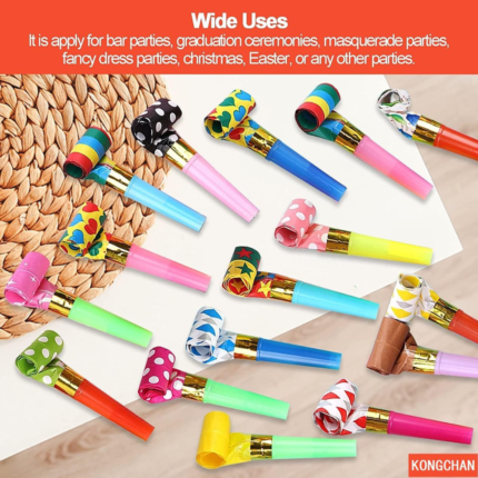 These colorful party blowouts are fun, durable, and perfect for any celebration. Great for party favors and creating a lively atmosphere!