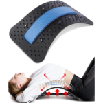 Lumbar back stretcher with magnetic acupressure points for pain relief and posture correction. Adjustable, durable, and comfortable for home or office use.