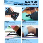 Lumbar back stretcher with magnetic acupressure points for pain relief and posture correction. Adjustable, durable, and comfortable for home or office use.