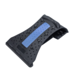 Arc-shaped cervical stretcher for neck pain relief and spinal alignment. Combines acupuncture, massage, and magnet therapy. Made of durable NBR and ABS/PP materials. Portable and available in various colors.