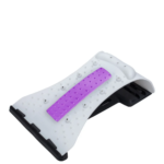 Arc-shaped cervical stretcher for neck pain relief and spinal alignment. Combines acupuncture, massage, and magnet therapy. Made of durable NBR and ABS/PP materials. Portable and available in various colors.