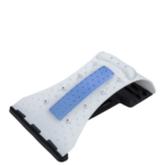 Arc-shaped cervical stretcher for neck pain relief and spinal alignment. Combines acupuncture, massage, and magnet therapy. Made of durable NBR and ABS/PP materials. Portable and available in various colors.